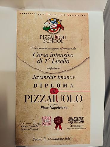 kassir restoran: Salam Pizzaman işi axtarıram. Hazırda C.Koreyada Chef və Koordinator — 1