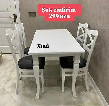 nerjaveka stol: Mətbəx üçün, Yeni, Açılmayan, Dördbucaq masa, 4 stul — 1