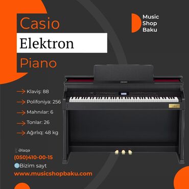 zakaz qarmon satisi: Casio Elektron Piano Model: AP-710BK •Klaviş: 88 •Polifoniya: 256