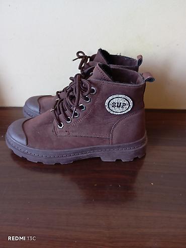 детские осенние туфли: Qəhvəyi rəngdə unisex payiz -qış botları - Material: yumşaq süet — 1