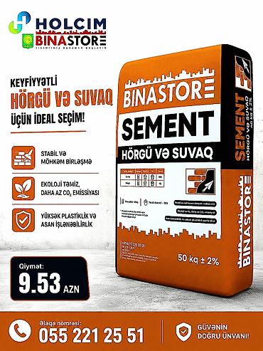BINASTORE Sement – hörgü və suvaq üçün - İstifadə sahəsi: hörgü lalafo.az -da BINASTORE Sement – hörgü və suvaq üçün - İstifadə sahəsi: hörgü