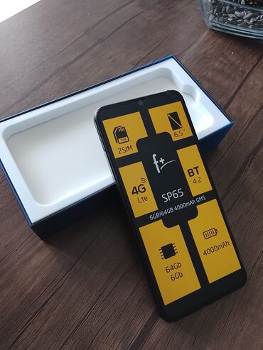Digər mobil telefonlar: Model: f+ SP65 smartfon Xüsusiyyətlər: - Ekran: 6.5" - Şəbəkə: 4G LTE