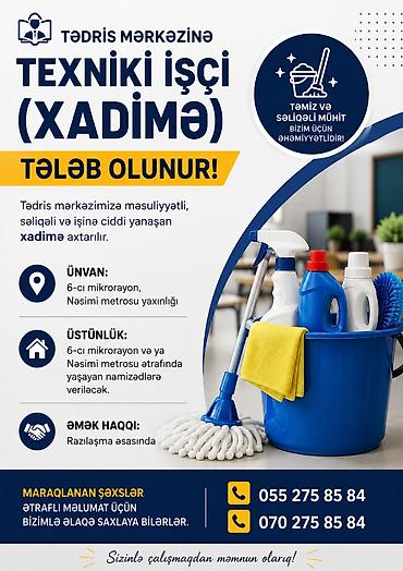 bakı iş elanları ofisiant: Tədris mərkəzinə texniki işçi (xadimə) axtarılır Təsvir: - — 1