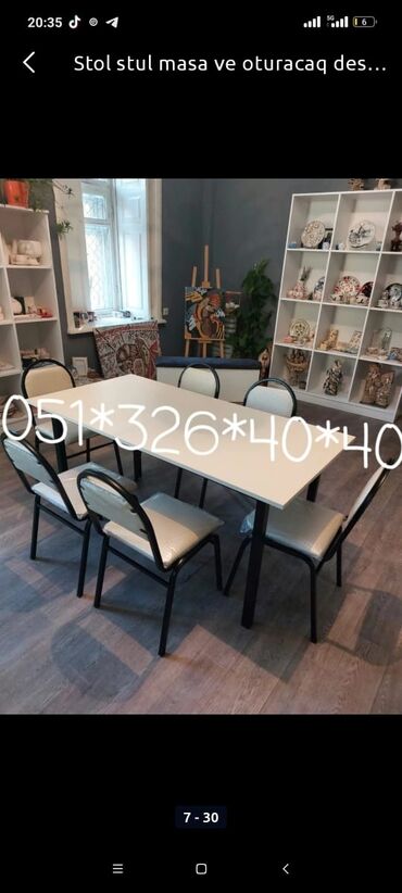 Masa və oturacaq dəstləri: Qonaq otağı üçün, Yeni, Açılan, Dördbucaq masa, 4 stul — 23