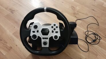 PS2 & PS1 (Sony PlayStation 2 & 1): Oyun sükanı və pedal seti - Kabel ilə qoşulan sükan və iki pedallı