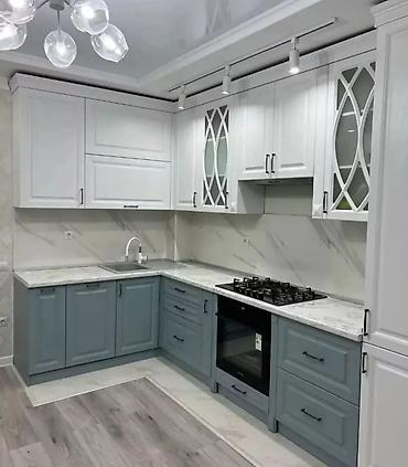 Sifarişlə mətbəx mebeli: Sifarişlə mətbəx dəsti, Özü çəkən petlələr, Mat laminat, Kredit yoxdur, Pulsuz çatdırılma — 19