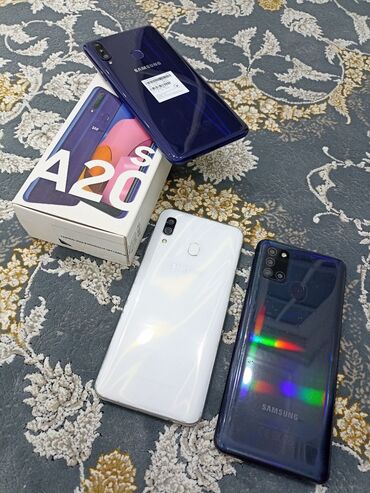 Samsung: Samsung A20s, Колдонулган, 32 GB, түсү - Көк, 2 SIM