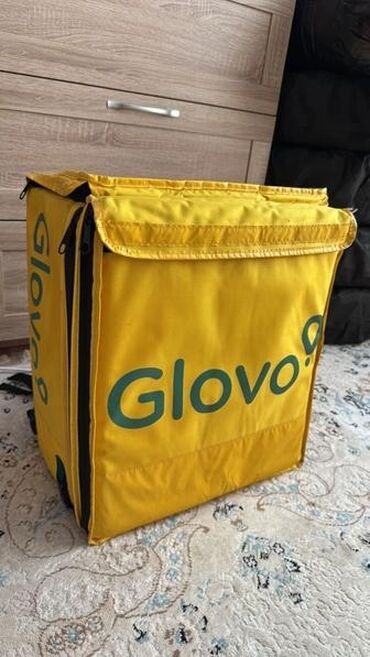 пакет прозрачный: Термосумка-рюкзак курьерская Glovo - Цвет: жёлтый, фирменный логотип