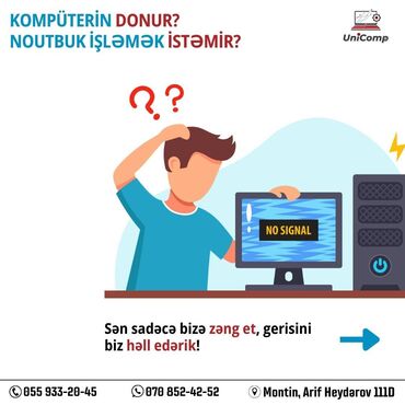 keys komputer: 💻 Kompüterin donur? 💔 Noutbukun işləmək istəmir? Sən sadəcə bizə zəng