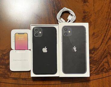 Apple iPhone: IPhone 11, 64 GB, Qara, Simsiz şarj, Face ID, Sənədlərlə