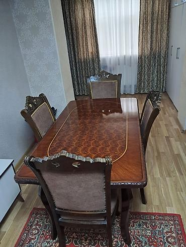 bag stol: Yemək masası və 4 ədəd stul dəsti - Klassik üslubda, bərk ağac — 1