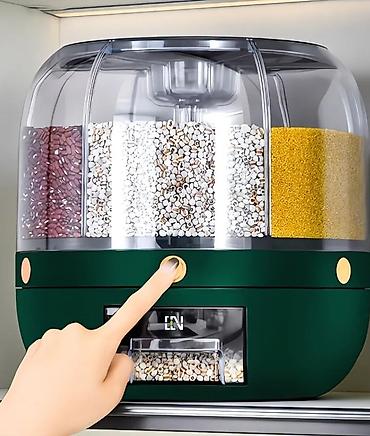 saxlama qabı plastik: Çox bölməli taxıl və paxlalı dispenseri - 360° şəffaf gövdə və 5 ayrı — 2