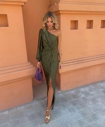 Haljine: ✅Elegantna jednoramena midi/duga haljina sa čvor-naborima ✅2700 din S — 4