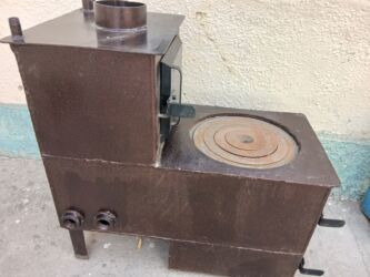 мин удобрение: Печь-буржуйка с плитой для приготовления пищи - Материал: сталь