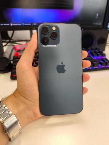 ipad 12 pro max qiymeti: IPhone 12 Pro Max, 256 GB, Pacific Blue, Simsiz şarj, Face ID