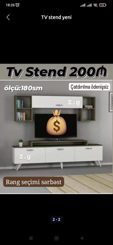 Dolablar: TV stend rəng seçimi var