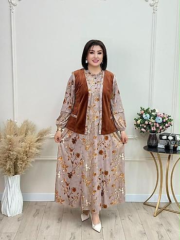 Повседневное платье, Made in KG, Осень-весна, Длинная модель, L, XL, 2XL