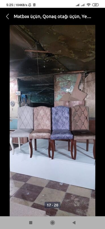 Masa və oturacaq dəstləri: Qonaq otağı üçün, Yeni, Açılmayan, Dördbucaq masa, 6 stul — 15