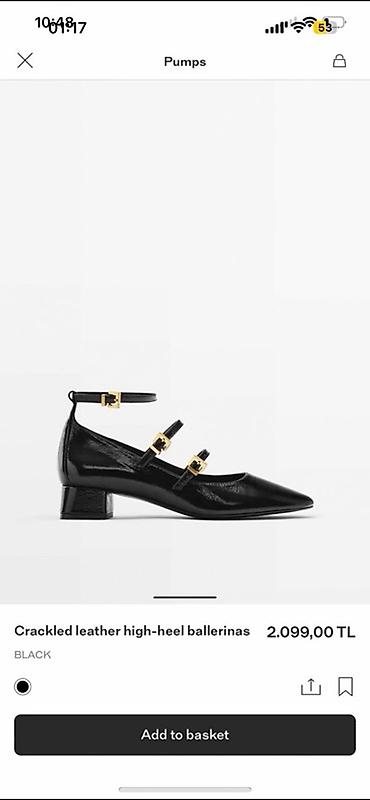 massimo: Baletkalar, Massimo Dutti, Ölçü: 36, rəng - Qara, İşlənmiş — 1