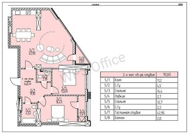 Продажа домов: 3 комнаты, 93 м², Элитка, 16 этаж, ПСО (под самоотделку)