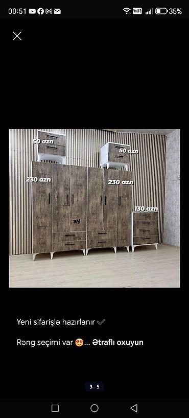 komod: Yataq otağı üçün modul mebel dəsti – sifarişlə hazırlanır, rəng seçimi — 4