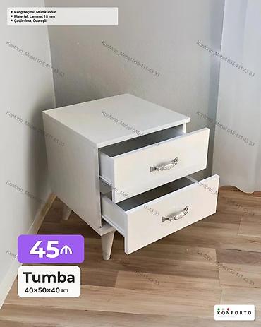 Ev və bağ: Ağ rəngli iki çekmeceli tumba - Ölçü: 40×50×40 sm - Material: 18 mm — 1