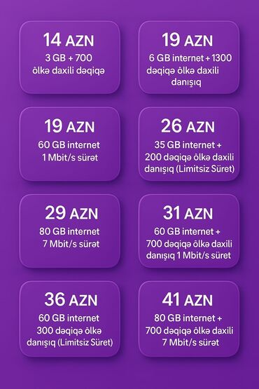azercell data kart limitsiz internet: Номер: ( 051 ) ( 3503535 ), Новый