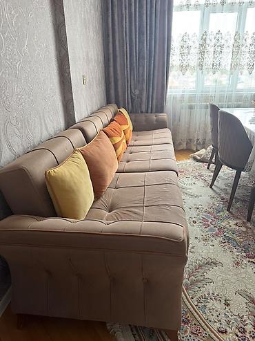 stul ev ucun: Mebel dəsti – uzun divan + TV stendi Stol açılan və 6 oturacaq stull — 3