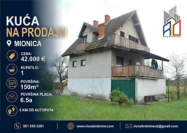 prodaja kuca vrbas: Na prodaju useljiva kuća na 1km od centra Mionice Površina kuće 150m2 — 1