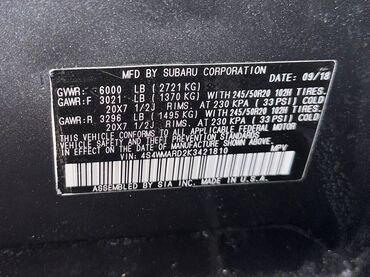 Subaru: Subaru Ascent: 2019 г., 2.4 л, Вариатор, Бензин, Кроссовер — 11