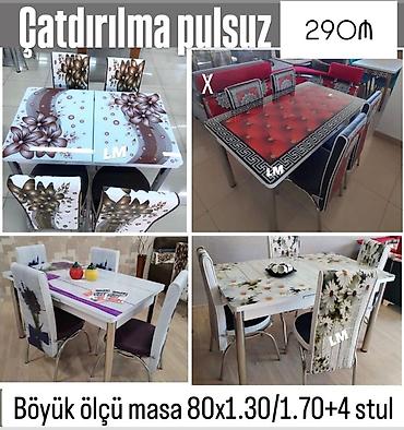 susə stollar: Mətbəx masa ( üstü şüşə) + 4 stull dəst‼️ *Qiymət : *290 ₼* Masa — 1