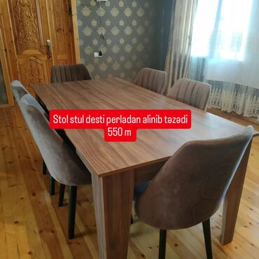 столешница для стола на заказ: Yeni, Dördbucaq masa, 6 stul