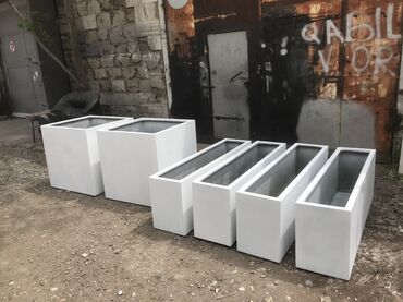 куплю комнатные растения: Məhsul: Dekorativ beton kompozit küplər və oturacaqlar - Ağ rəngli