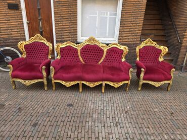 Stilske garniture: Luksuzni set nameštaja u baroknom stilu – trosed i dve fotelje - — 1