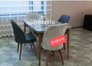 Masa və oturacaq dəstləri: Qonaq otağı üçün, Yeni, Açılan, Dördbucaq masa, 4 stul — 11