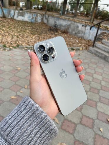 айфон 15 в рассрочку: IPhone 15 Pro Max, Колдонулган, 256 ГБ, Natural Titanium, Кабель, 92 %