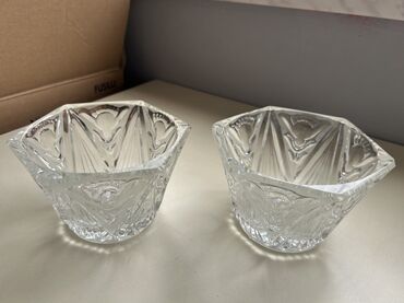 gul ekmek ucun torpaq: Şüşə qab dəsti – 2 ədəd - Material: qalın kəsimli şüşə/kristal