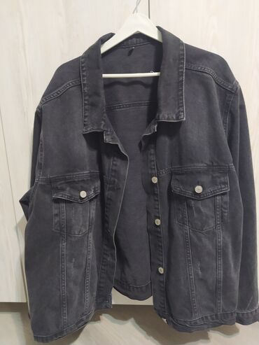 Vauxhall: 52 razmer Qara-boz rəngdə oversize denim cins jaket - Model: klassik