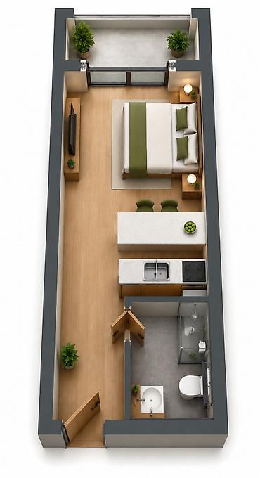 Новостройка: Пос. Нардаран, Студия, Новостройка, 44 м² — 3