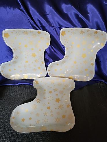 Kuhinjski setovi: Tanjiri vintaz stakleni praznicni. Stakleni tanjiri za posluzenja — 6