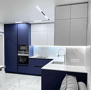 silver kitchen: Кухонный гарнитур, Новый, цвет - Синий, МДФ — 1