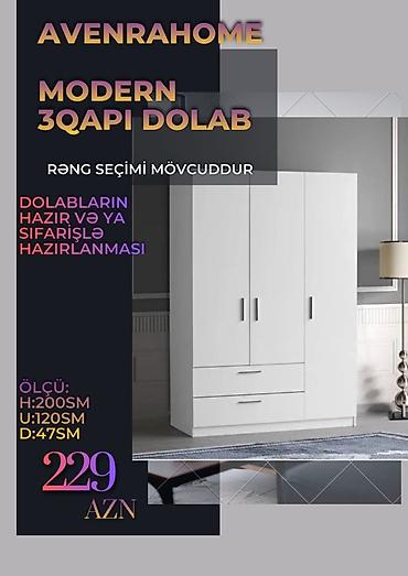 Новый, 3 двери, С выдвижными ящиками, Белый, Распашной, Прямой шкаф at lalafo.az Новый, 3 двери, С выдвижными ящиками, Белый, Распашной, Прямой шкаф