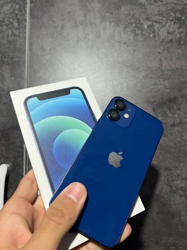 телефоны в рассрочку без банка: IPhone 12 mini, Колдонулган, 64 ГБ, Көк, Коргоочу айнек, Каптама, Куту, 81 %