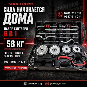 Набор разборных гантелей 6-в-1, общий вес 58 кг — универсальный