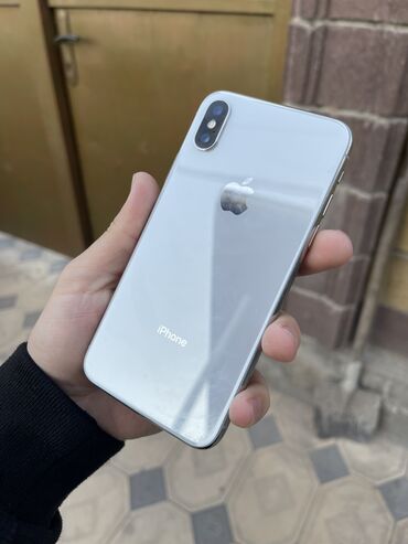 Apple iPhone: IPhone X, Б/у, 64 ГБ, Белый, Защитное стекло, Чехол, 100 %