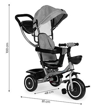 trakice za bebe: ECOTOYS 2u1 tricikl sa rotirajućim sedištem i sklopivom tendom – Gray — 6
