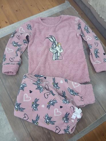 qar qız geyimi: Qızlar üçün yumşaq flis pijama dəsti - 2 hissəli dəst: uzunqol köynək — 1
