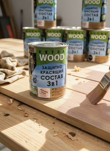 Защитный красящий состав 3 в 1 Extra Wood предназначен для обработки