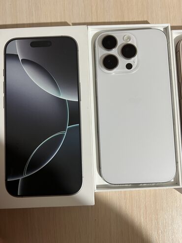 вйфон 16: IPhone 16 Pro, Б/у, 256 ГБ, White Titanium, Зарядное устройство, Коробка, 100 %