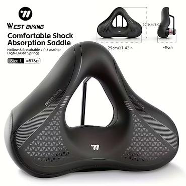 Велозапчасти: WEST BIKING Широкое велосипедное сиденье (седло) для мужчин и женщин — 10